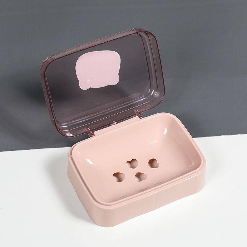 

Portable Cartoon Soap Dish with Flip-Top Lid and Draining Function for Dormitory or Bathroom Use