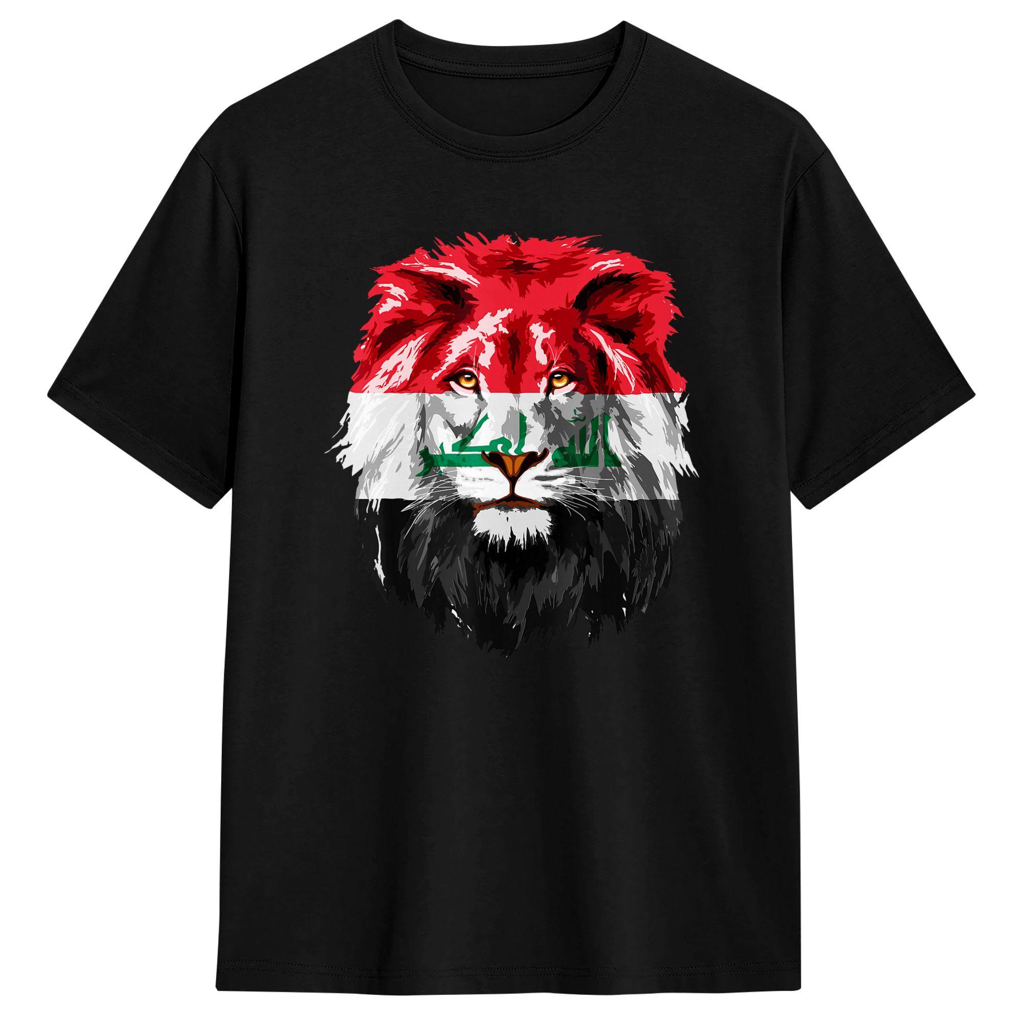 

Iraqi Flag Iraq Lion Face Iraq Flag T-Shirt for Men Novelty Pure Cotton Tees Round Neck Short Sleeve T Shirt 4XL 5XL Clothing 5XL різнокольоровий