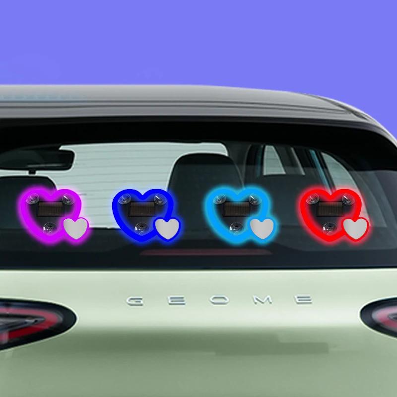 LED Neon Lights, Car Triangle Windows, Solar Heart Lights, Car Windows, Heart-shaped Glowing Ambient Lights, Car Decoration Ligh