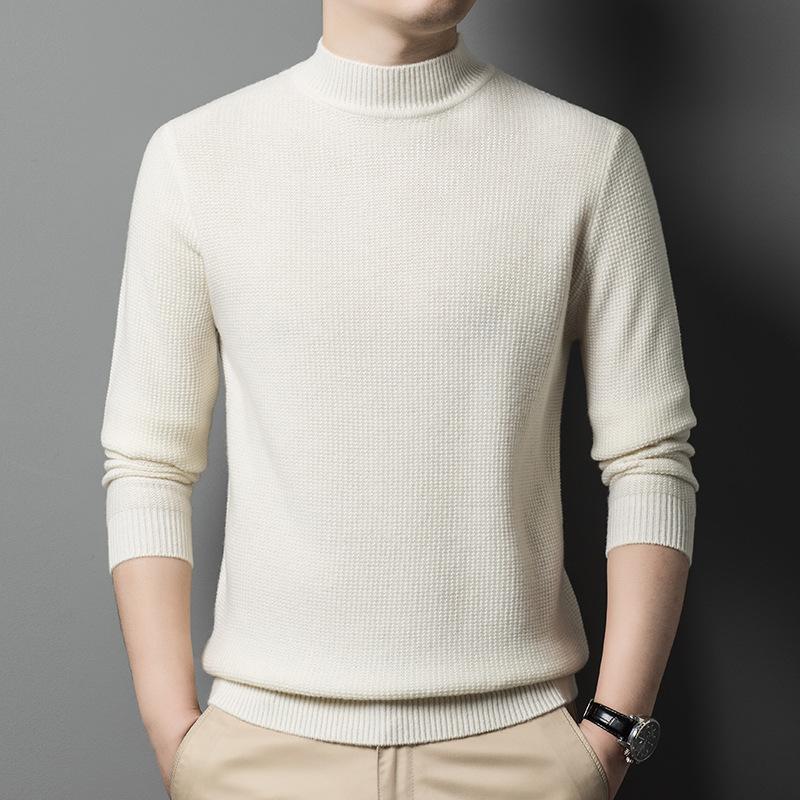Pullover Herren Herbst und Winter Halbhochgeschlossener Wollpullover Business Freizeit Verdickter warmer Nadelpullover Bottoming Top
