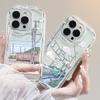 Train landscape illustration for iPhone15promax mobile phone case Apple 14 wave 12/13 soft case 11