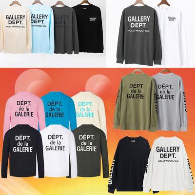 GALLERY DEPT Klassisches Armlogo Slogan Waffelstrick Langarm-T-Shirt