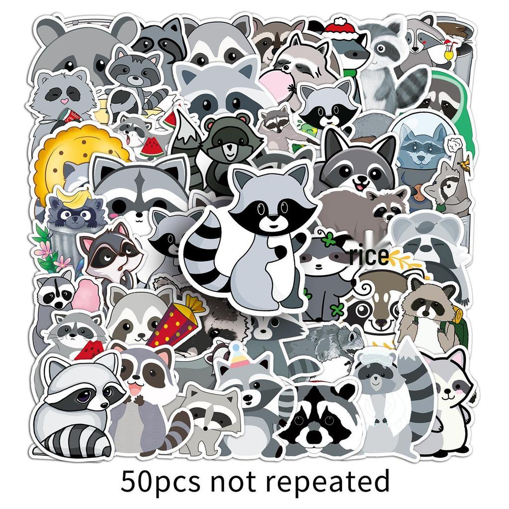 50 Little Raccoon Trendy Graffiti Stickers for Luggage, Laptop, or Car Decoration