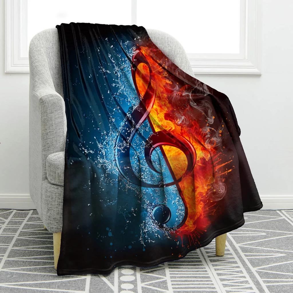 Music Note Blanket Print Throw Blanket Soft Warm Comfortable for Sofa Chair Bed Office for All Season Birthday Souvenir Gifts
