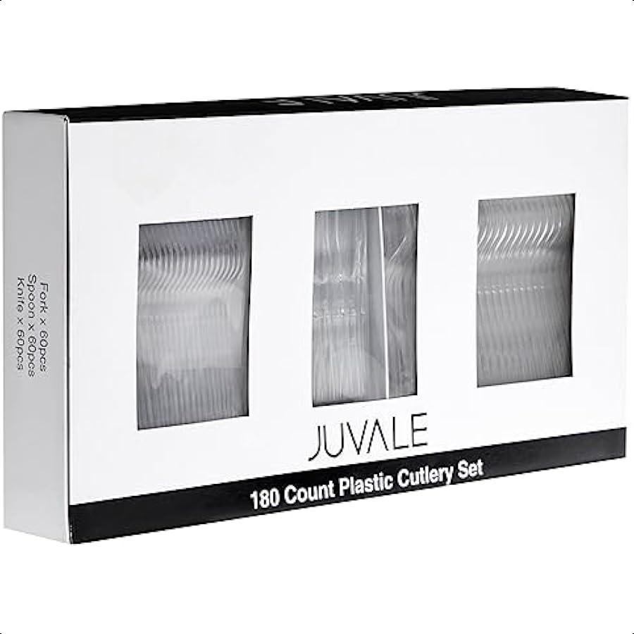 

180 Pack Clear Plastic Silverware Disposable Cutlery Utensils with Spoons Forks and Knives Heavy Duty Flatware Set for Parties United States