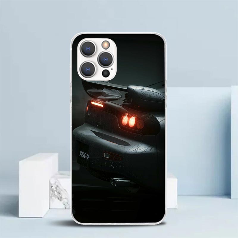 JDM Car RX7 Cool Soft Cover for iPhone 16 17 Air 15 14 Pro Max 16E Phone Case 13 Mini 12 11 7 SE 8 Print Pattern Fit Cases 16 17