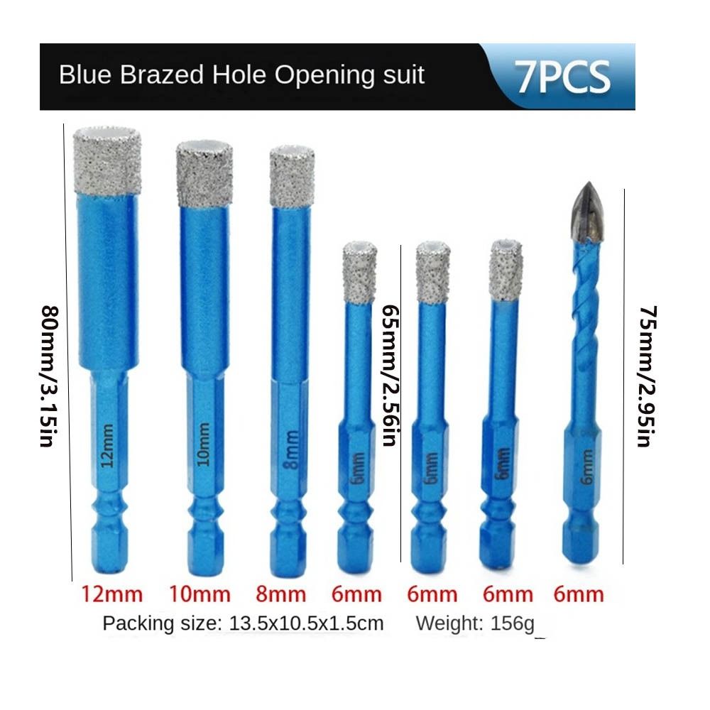 7pcs /set 6-12mm Tile Drill Bit Easy Chip Removal Hole Opener For Ceramic Marble Granite Tile