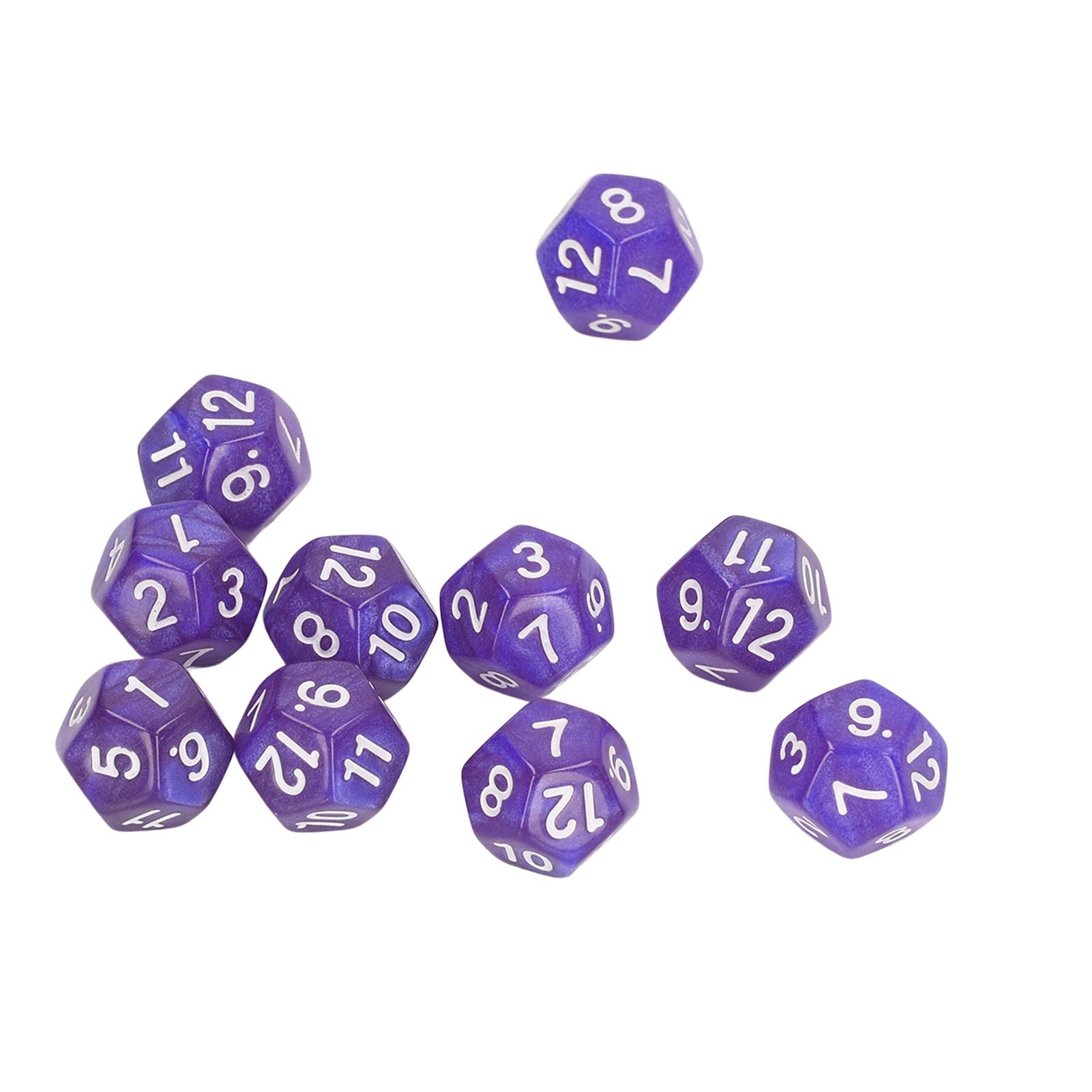 

40pcs Polyhedral Dice Clear Numbers Waterproof Prevent Oxidation 12 Sided Dice Set for Game Teaching Purple фиолетовый