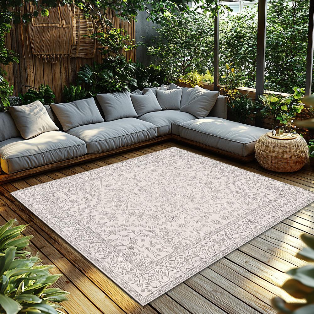 Light Bohemian Area Rug, Floral Pattern Non-Slip Carpet, Natural Living Room Mat for Cozy Home Decor