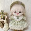 niannyyhouse 20cm Plush Clothes, Vintage Floral Lace Dress, Headwear, Dress-Up, Cotton Doll, Accessories (Gray-Blue)