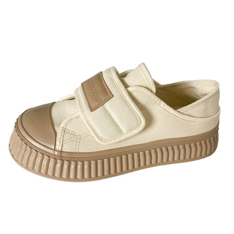 

TP205 Кеди на платформі з підошвою-бісквітом на липучці/для двох варіантів носіння, жіночі літні ліниві кеди для дошки, білі кеди на один педаль 40
