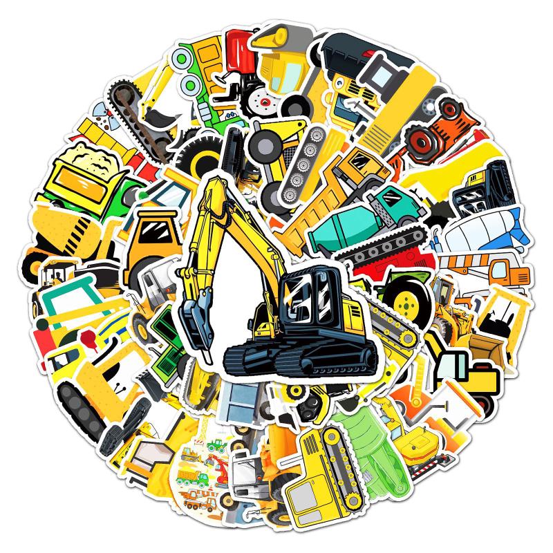 10/25/50pcs Engineering Car Stickers Cartoon for Teaching Learning DIY Gift Wall Decals Luggage Scrapbook Phone Fridge Laptop