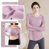 Rovidorx Long Sleeve Yoga Loose Fit with Thumb Perfect for Gym Wear and UV and Size Women's T-Shirt, Holes, Training, Protection, Sweat-Wicking,