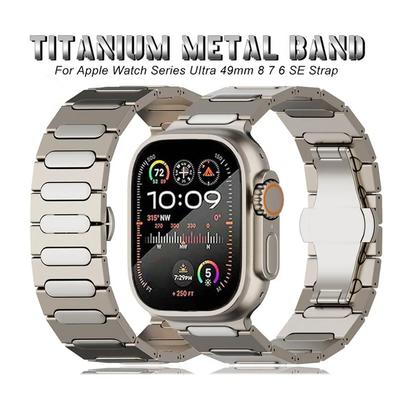 For Apple Watch 10 46mm/Ultra 2/Ultra 49mm/9 8 7 45mm/SE (2023) SE (2022) SE 6 5 4 44mm/3 2 1 42mm Titanium Alloy Wristband