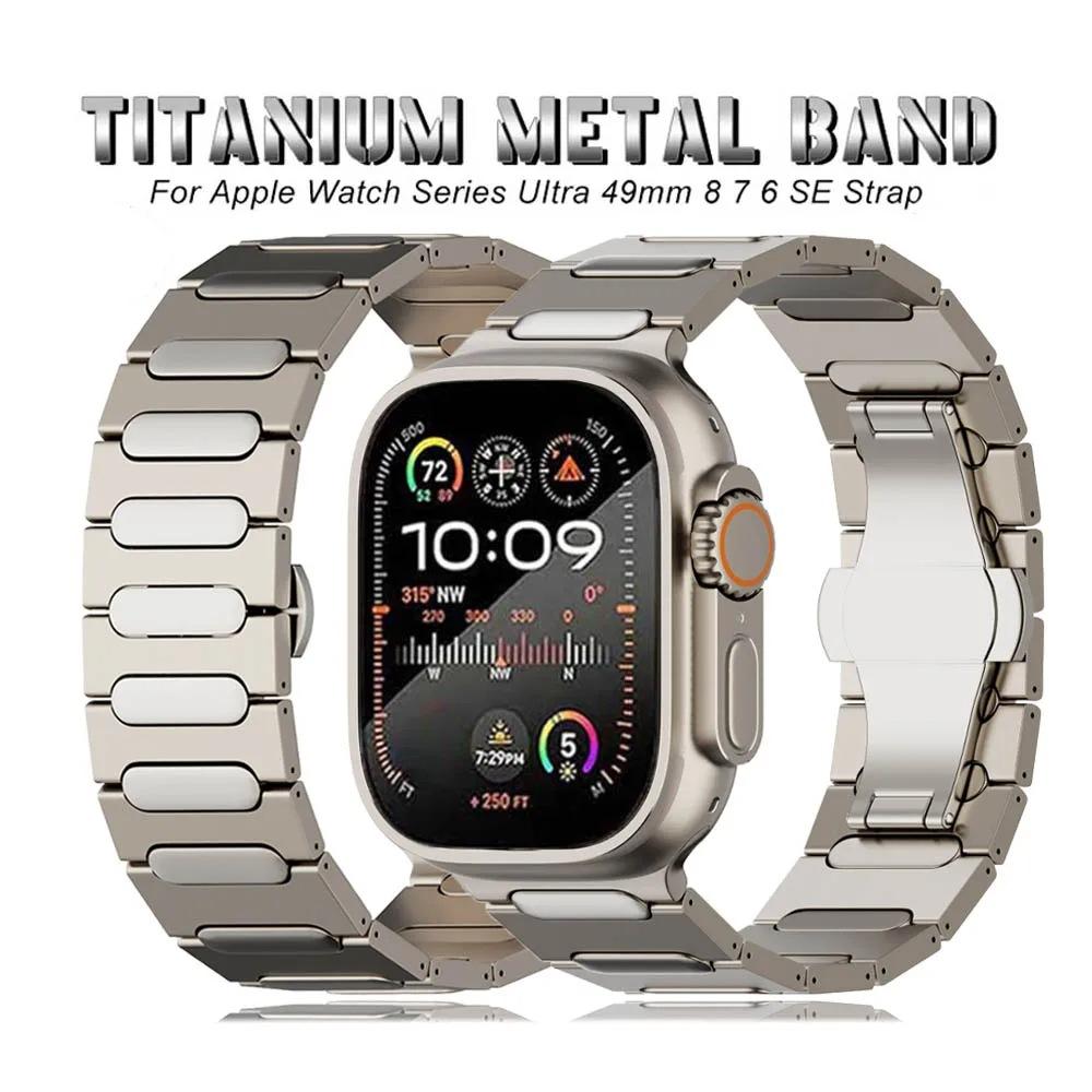 

For Apple Watch 10 46mm/Ultra 2/Ultra 49mm/9 8 7 45mm/SE (2023) SE (2022) SE 6 5 4 44mm/3 2 1 42mm Titanium Alloy Wristband Titanium