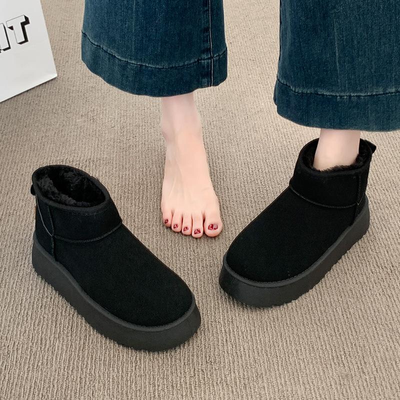 Large Size Velvet Thickened Outer Wear Cotton Shoes Platform Snow Boots Women Winter Short Snow Cotton Women