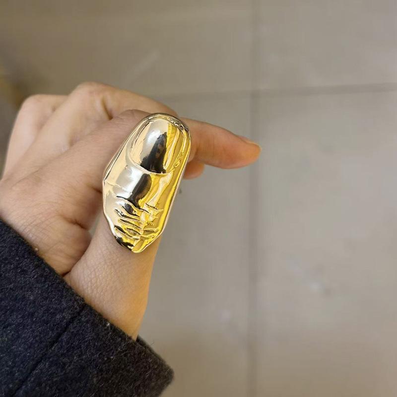 Artistic Irregular Texture Knuckle Ring Hip-Hop Style Niche Full Finger Rings For Men And Women