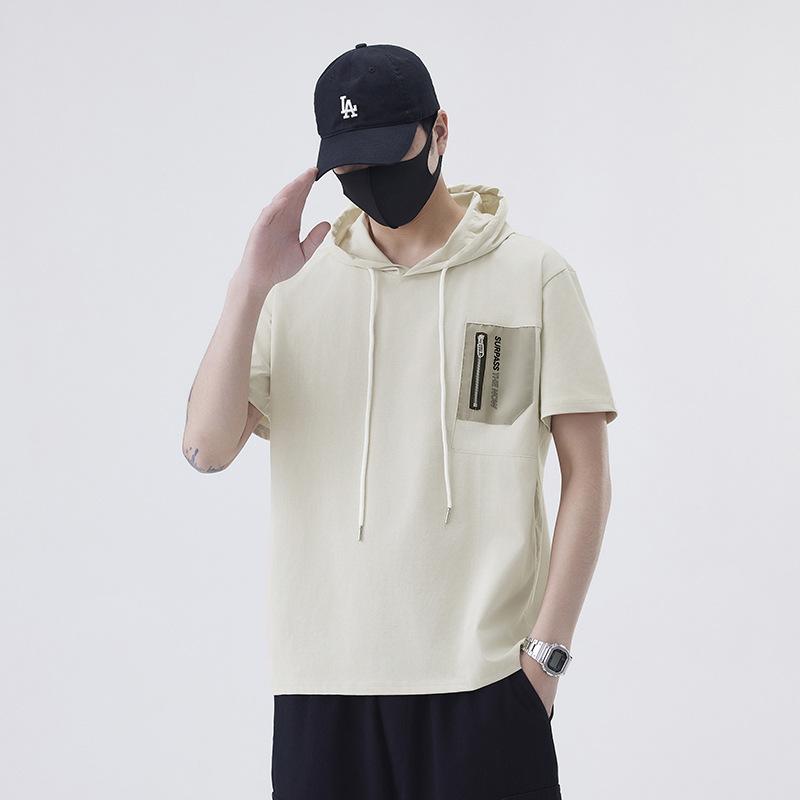New Summer Style Boy Polo Shirt Casual Wear Short-sleeved Oversized Round Neck T-shirt Hooded Breathable Fabric Practical Daily Use