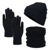 Outdoor Winter Gear for Cycling Travel Hat Scarf Gloves Set Adults, Cozy Knitted Hat, Warm Unisex Large Heads Neck Warmer Men Women Cold Weather