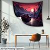 2D Retro Japanese Car Tapestry, Cherry Blossom Wall Hanging