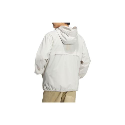 adidas solid color sun-protection woven hooded jacket, unisex, white