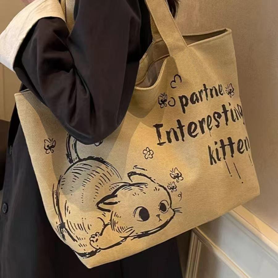 Trendy 2025 Large Canvas Tote Bag for Women - Versatile Commute or Shopping Shoulder Bag