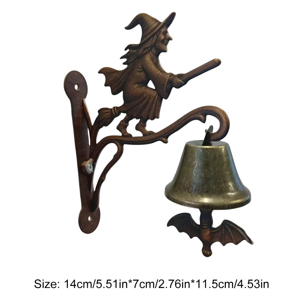 Halloween Witch Bells Multi-Purpose Broom-Riding Witch Bell Wear Resist Resin Broom Witch Doorbells Gothic Home Decor
