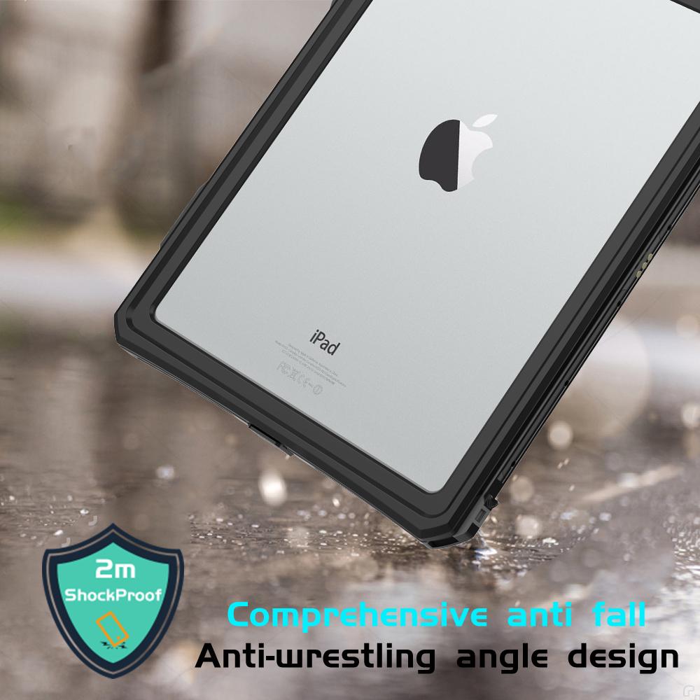 IP68 Waterproof Case Cover for Apple iPad 7 8 9 10.2" with Screen Protector Pencil Holder Water Resistant Kickstand Case w/Strap
