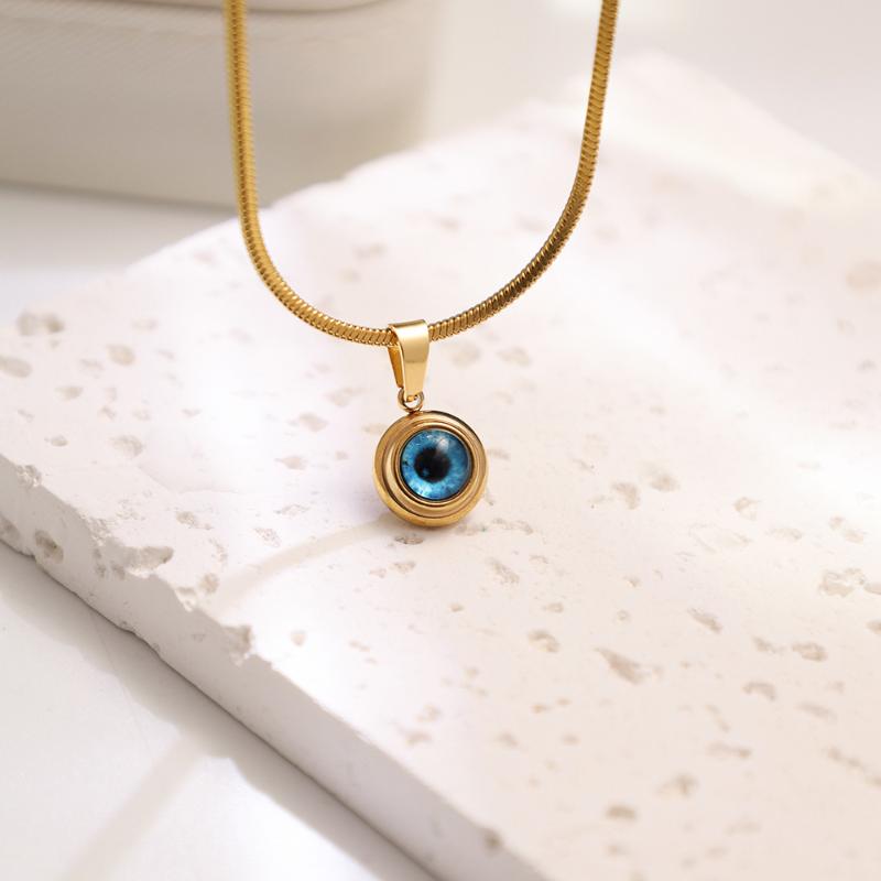 HUA HUA Fashion Necklace For Women Minimalist Classic Turkish Blue Eyes Pendant Choker Clavicle Chain Lucky Jewelry Gift
