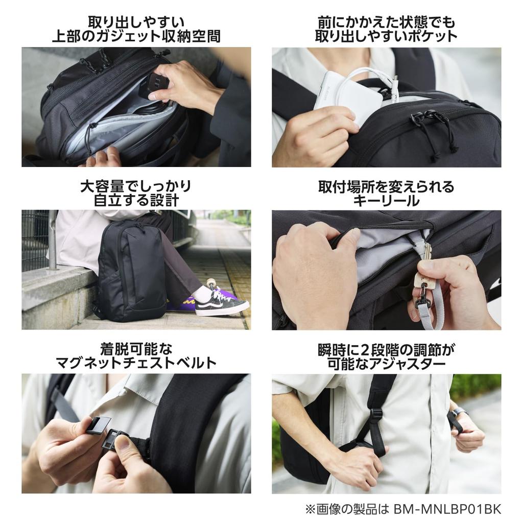 ELECOM MNL CITY PACK CORDURA Ballistic Business Backpack, 15.6 Inches, 21L, Water-Repellent, Black, BM-MNLBP02BK