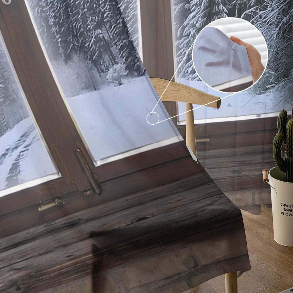Window Snow Forest Modern Tulle Curtains For Living Room Bedroom Home Kitchen Window Sheer Curtains