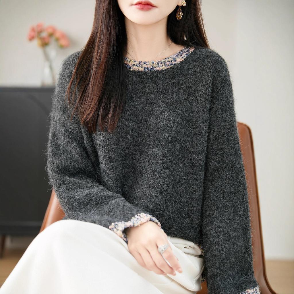 Women S Round Neck Loose Knitted Sweater For Autumn Winter Romantic Versatile