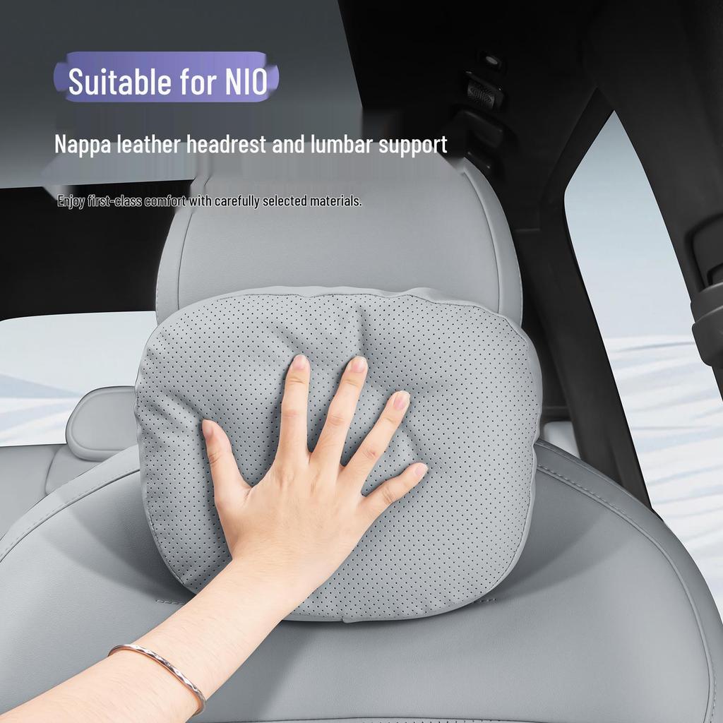 Compatible accessories for 24 NIO ES6 and EC6 models: headrests, lumbar supports, ET5T neck pillows, and more.