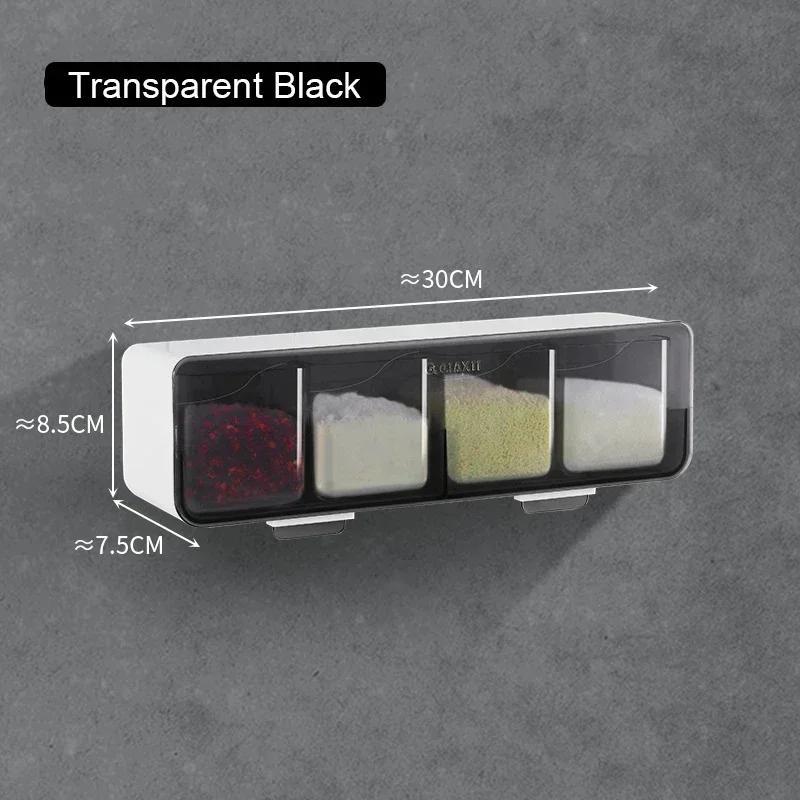 Wall-mounted Seasoning Box Household Combination Set Kitchen Seasoning Four Compartment Integrated Storage Box Without Punching