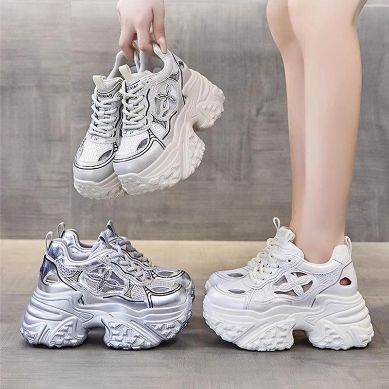 Thick sole inner height increase comfortable breathable hole sandals women's 2025 autumn new mesh breathable durian sole dad shoes