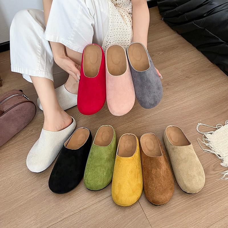 Lazy Shoes French Retro Outer Wear Boken Shoes Slippers One Pedal Versatile Casual Half Drag Early Spring New Bag Head Drag