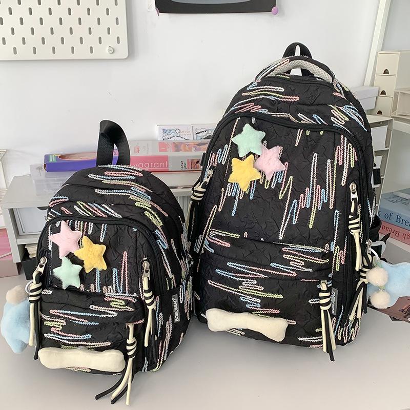 Schoolbag Children Elementary School Girls High School Large Capacity High Appearance Ins Striped Backpack