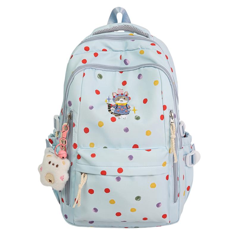 Dot Print Backpack Junior High School Student Lightweight Schoolbag Girl's Large Capacity Backpack