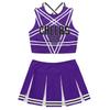 Women Cosplay Uniform Sleeveless Crop Top with Mini Pleated Skirt Cheerleader Costume Set
