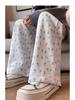 Women's Korean Floral Print High-Waist Loose Drape Pants: Summer Slimming Wide-Leg Trousers