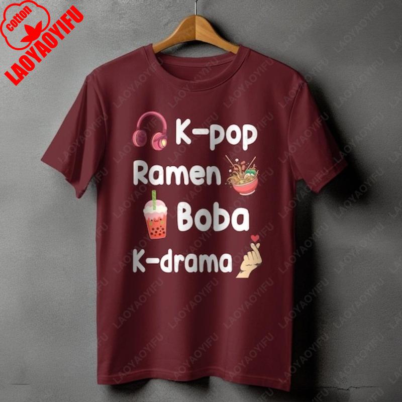 Kpop RaUnisex Boba Kdrama TShirt Kpop Lover cotton Shirt Asian Culture Tees Cute Aesthetic Unisex TShirt K Drama Enthusiast Tee