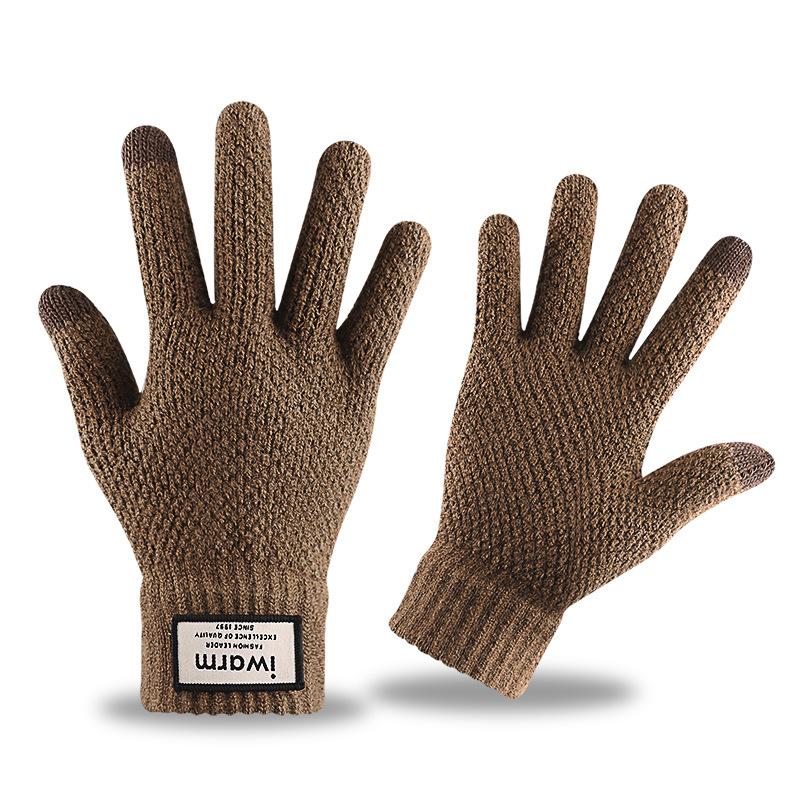 Men'S And Women'S Knitted Touch Screen Gloves Winter Outdoor Cold Protection Warm Plush Jacquard Gloves