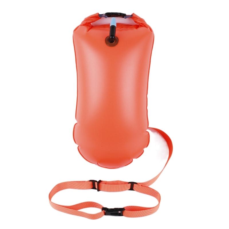 Swim Safety Tow Float Dry Bag, Inflatable PVC Float with Adjustable Waist Belt