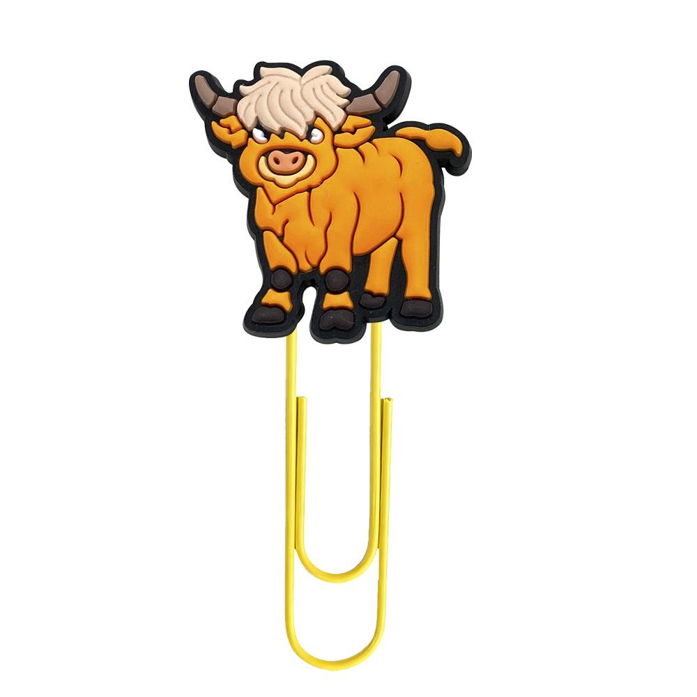 Highland Cow Cartoon PVC Rubber Paperclip for Students & Office