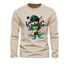 Men's loose and comfortable sports casual fashion cartoon bear print round neck long sleeved T-shirt top
