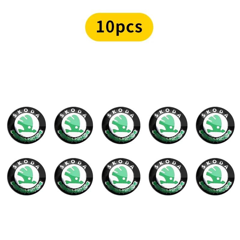 Bilklistermärke 2025 Nytt 14 mm Aluminium Bil Fjärrkontrollnyckel Skal Emblem Klistermärke För Skoda Octavia A2 A5 A7 Fabia Rapid Karoq Superb Kodia