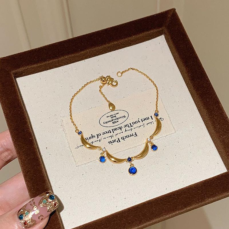 

Винтажное сапфировое ожерелье с кисточкой: Синяя стеклянная капля воды в стиле французского кружева