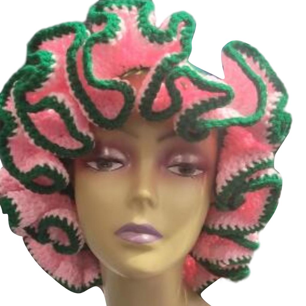 Handmade Crochet Bucket Hat for Woman Teen Outdoor Commute Fisherman Hat Ruffled Brim Winter Windproof Carnival Hat