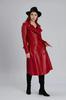 Trench Coat Real Lambskin Stylish Long Coat Handmade Formal RED Women Leather