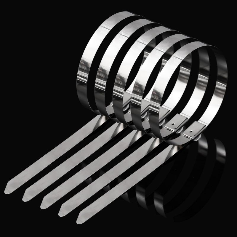 50/10pcs 7.9mm Stainless Steel Cable Tie Ring Reusable Self-sealing Fastening Tie Ring Metal Zip-Exhaust Locking Cable Organizer